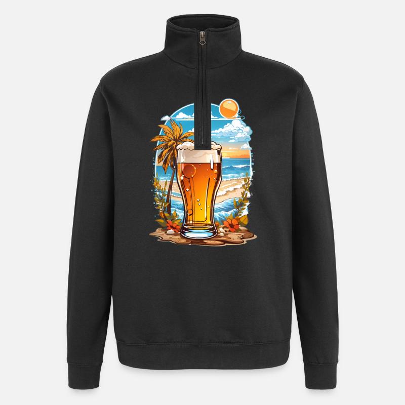 Bière de plage - Sweat à zip 1/4 - noir
