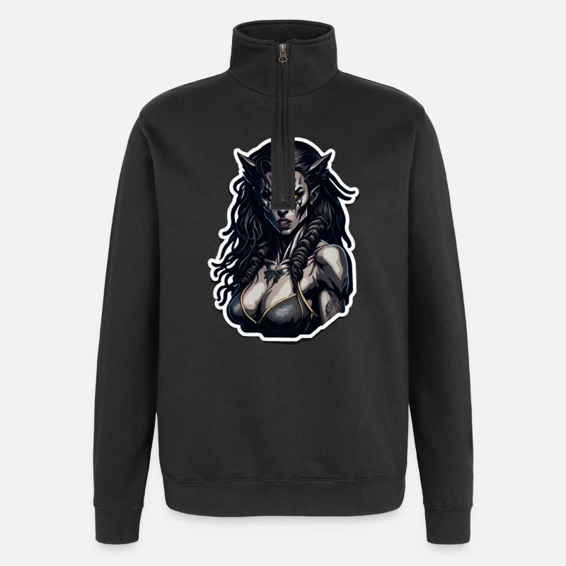 Démon Elfe Scar Regard - Sweat à zip 1/4 - noir