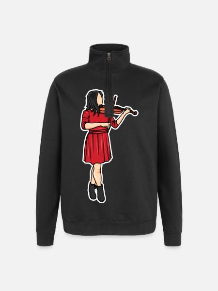 Violinist Drawing - Quarter-Zip Sweatshirt - black