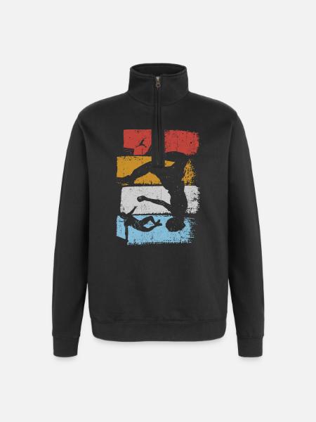 Stripes Sunset Diver Silhouette - Quarter-Zip Sweatshirt - black