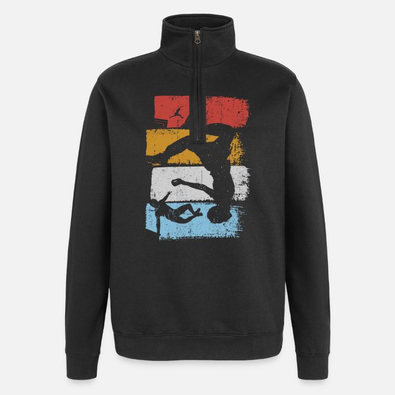 Stripes Sunset Diver Silhouette - Quarter-Zip Sweatshirt - black