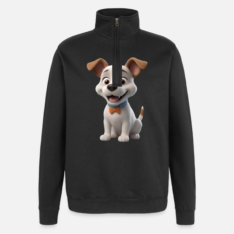Cher chiot avec nœud papillon - Sweat à zip 1/4 - noir