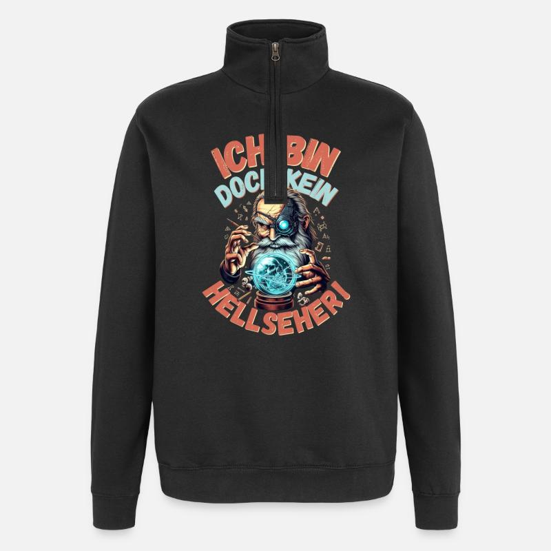 Bin doch kein Hellseher - Quarter-Zip-Sweatshirt - Schwarz