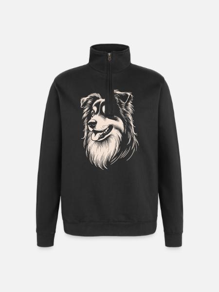 Australian Shepherd Features - Quarter-Zip Sweatshirt - black