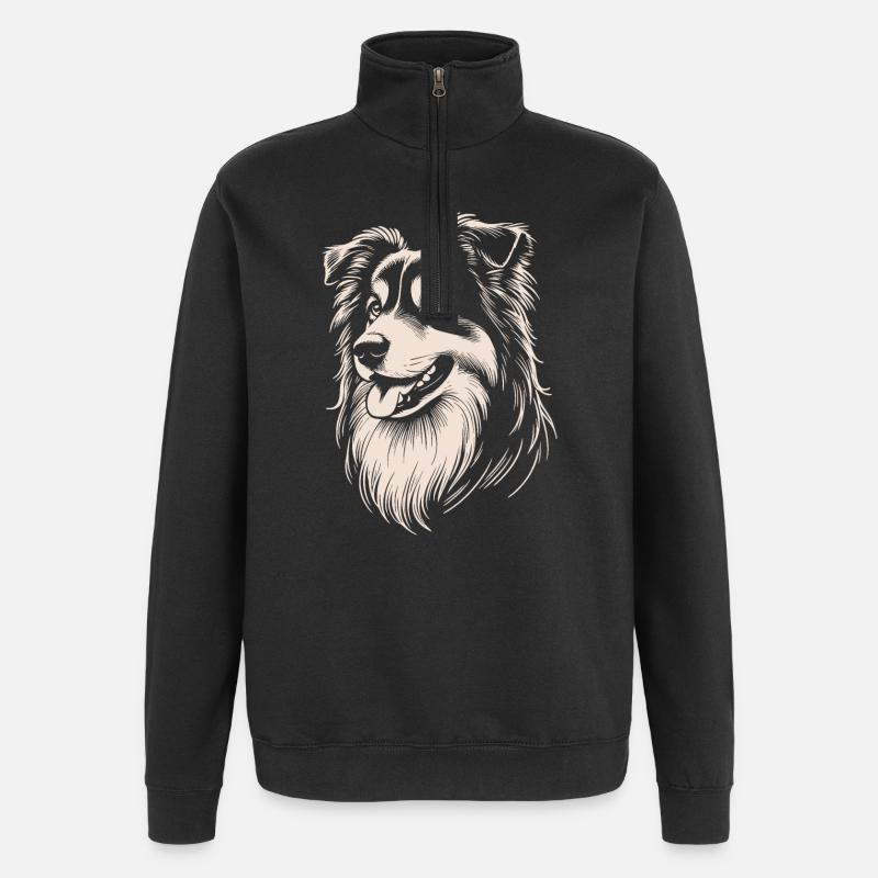 Australian Shepherd Features - Quarter-Zip Sweatshirt - black
