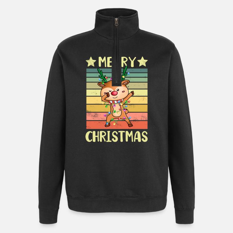Joyeux Noël Renne - Sweat à zip 1/4 - noir