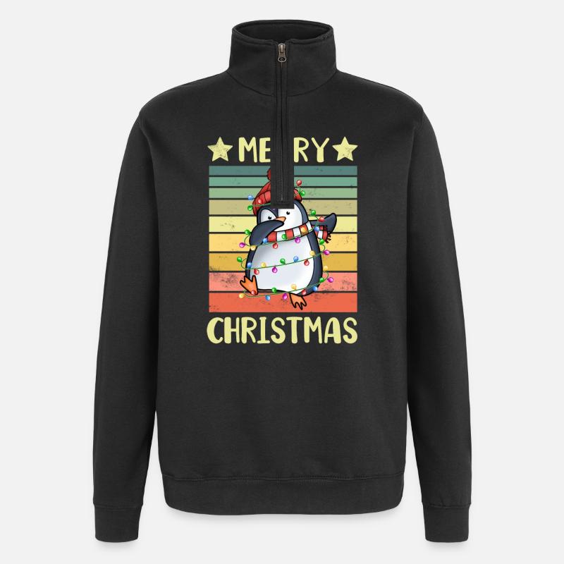 Joyeux Noël Pingouin - Sweat à zip 1/4 - noir