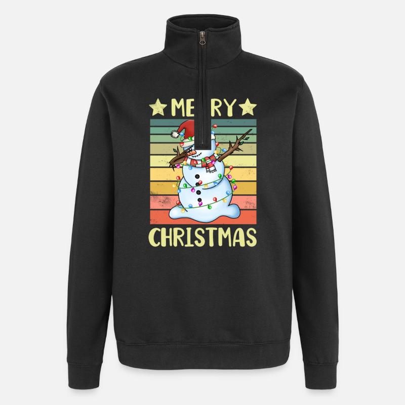 Frohe Weihnachten Schneemann - Quarter-Zip-Sweatshirt - Schwarz