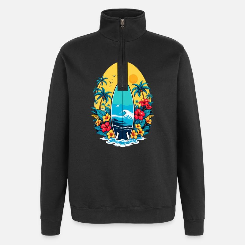 Planche de surf élégante - Sweat à zip 1/4 - noir