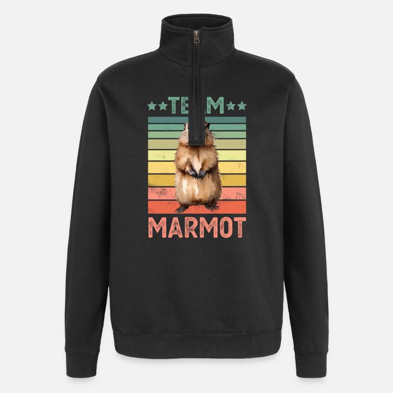 Murmeltier - Quarter-Zip-Sweatshirt - Schwarz