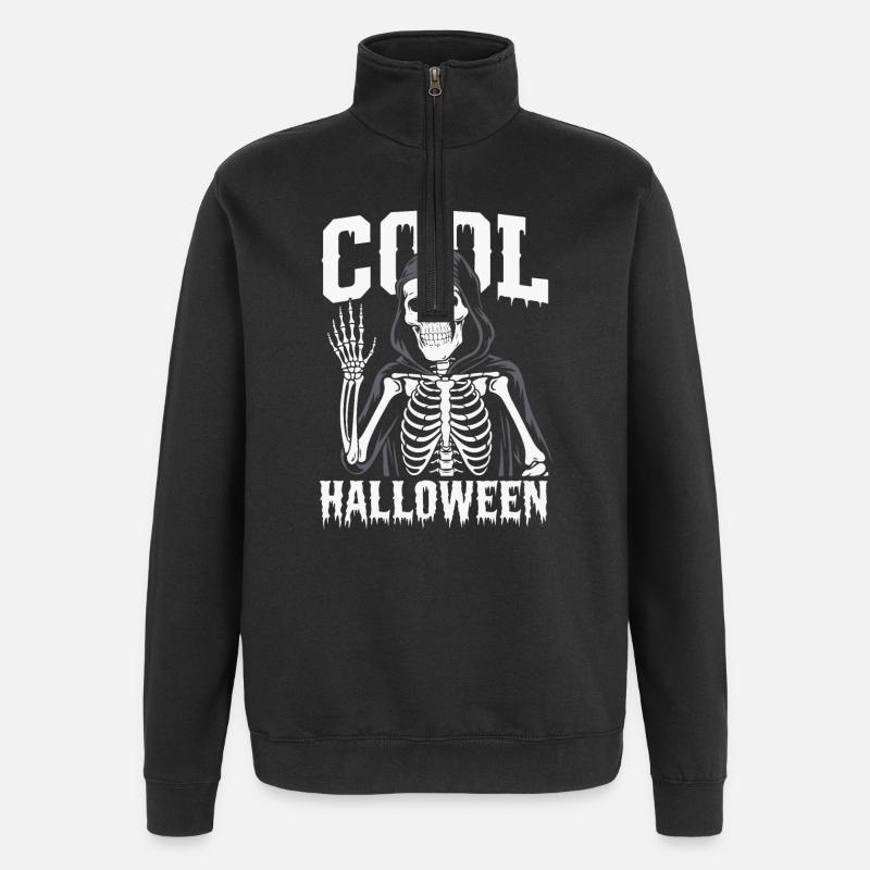 Cool Halloween Skeleton - Quarter-Zip Sweatshirt - black