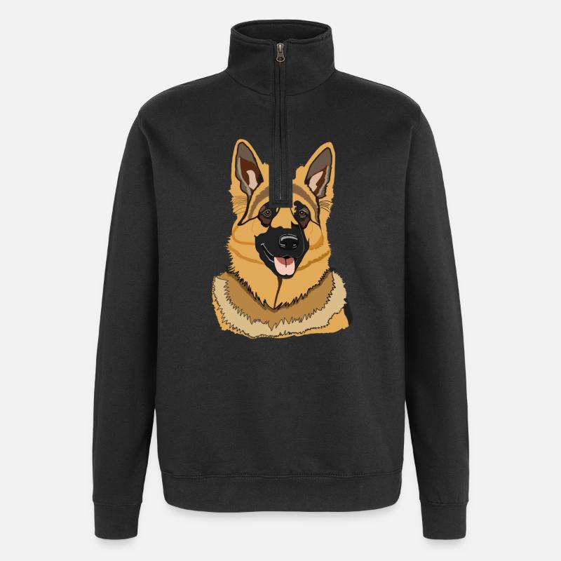 Hund Deutscher Schäferhund - Quarter-Zip-Sweatshirt - Schwarz