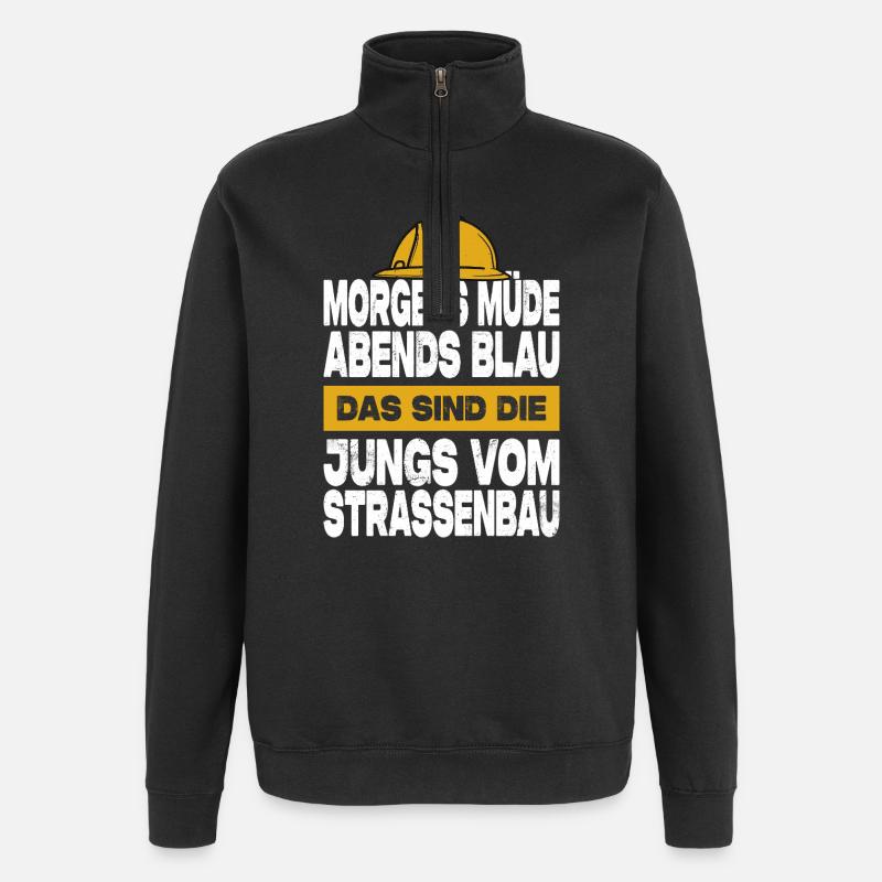 Strassenbau Geschenk Strassenbauer Baustelle - Quarter-Zip-Sweatshirt - Schwarz
