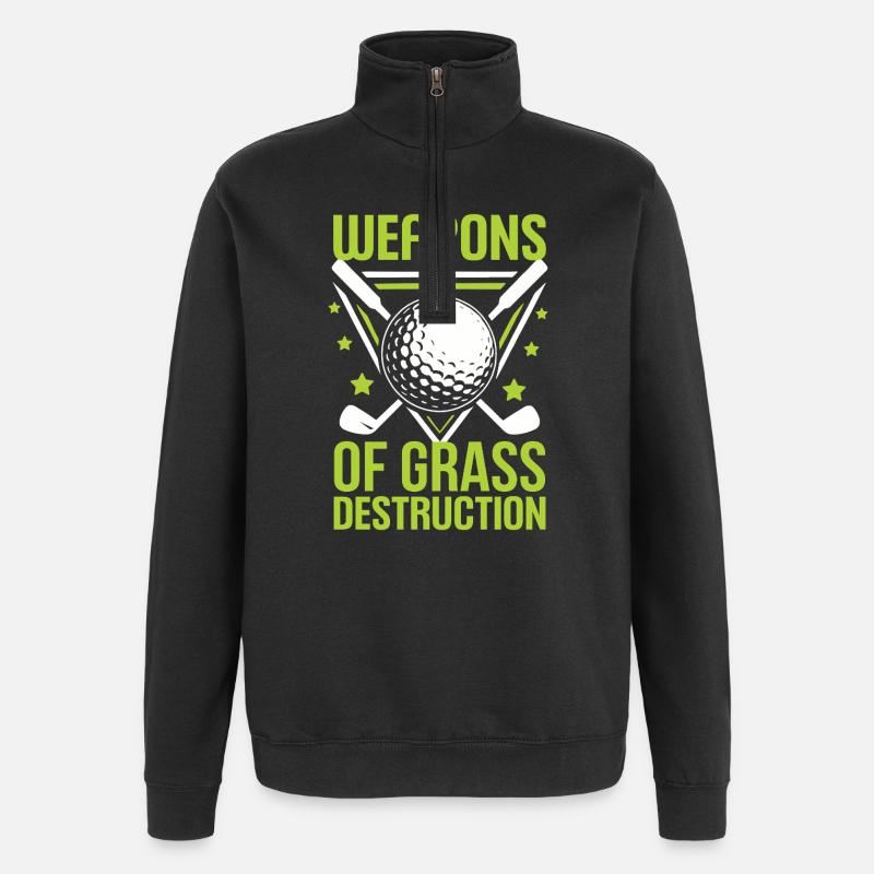 Golf - Waffen der Graszerstörung - Quarter-Zip-Sweatshirt - Schwarz