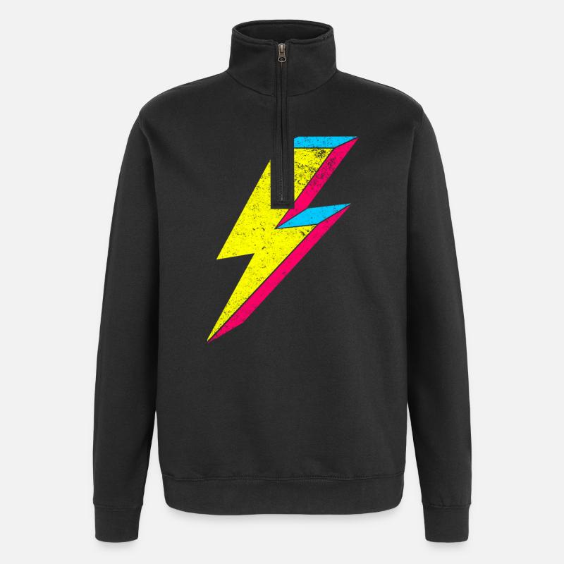 Neon Flash Lightning Design 70s 80s - Quarter-Zip Sweatshirt - black
