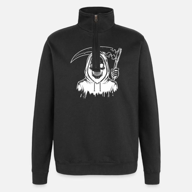 Grim Reaper Skull Design - Quarter-Zip-Sweatshirt - Schwarz