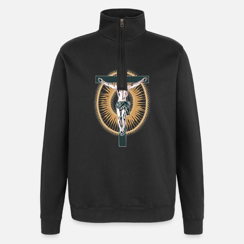 Christus - Quarter-Zip-Sweatshirt - Schwarz
