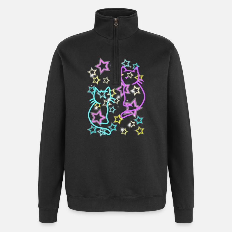 80er Retro Katzen Kinder Mädchen Jungen - Quarter-Zip-Sweatshirt - Schwarz