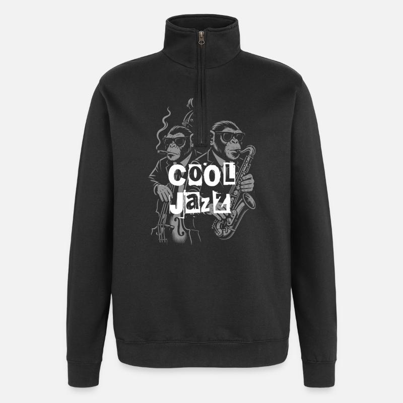 Graffiti Jazz Monkeys - Quarter-Zip Sweatshirt - black