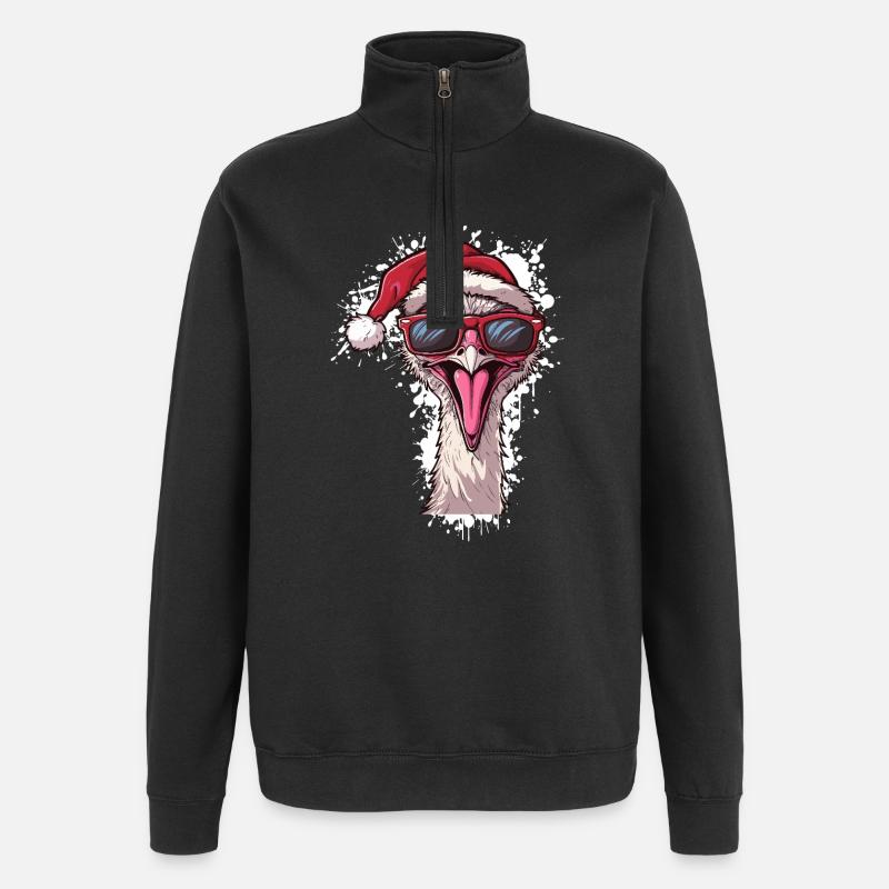 Strauß Weihnachten Lustig - Quarter-Zip-Sweatshirt - Schwarz