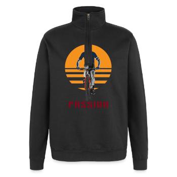 Bike - Quarter-Zip-Sweatshirt - Schwarz - Vorne - AI Model Female 172 light (172cm) & AI Model Male 178 dark (178cm)