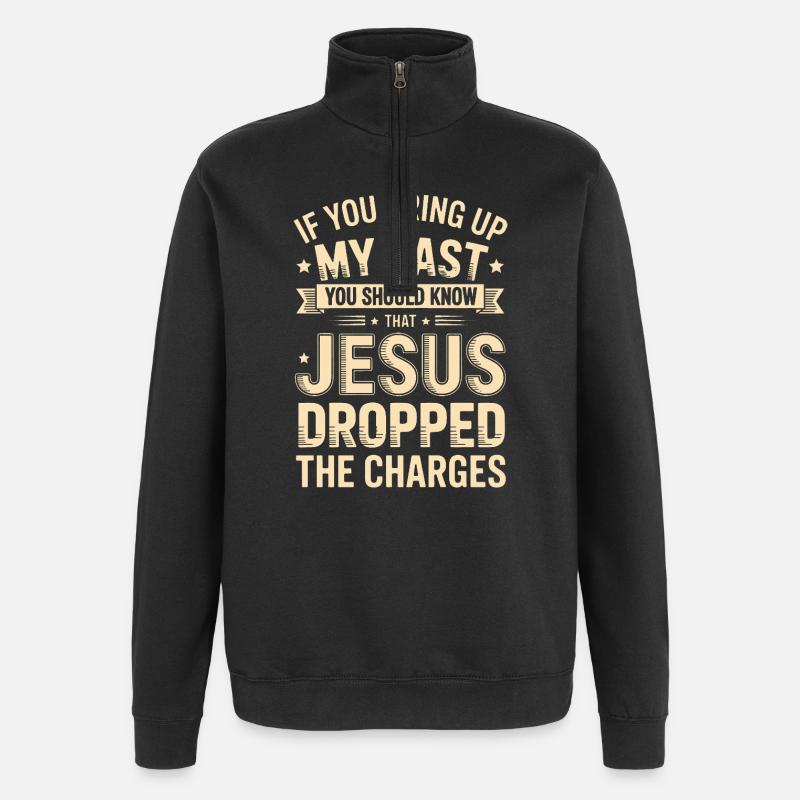 Mon passé : Jésus acquitté - Sweat à zip 1/4 - noir
