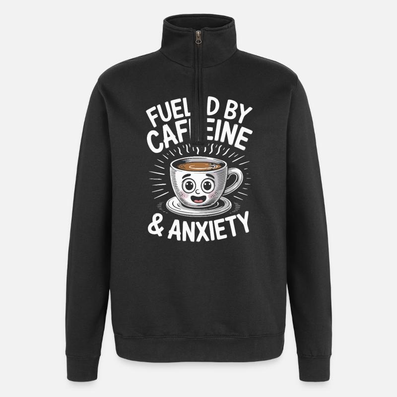 Angetrieben von Koffein und Angst - Quarter-Zip-Sweatshirt - Schwarz