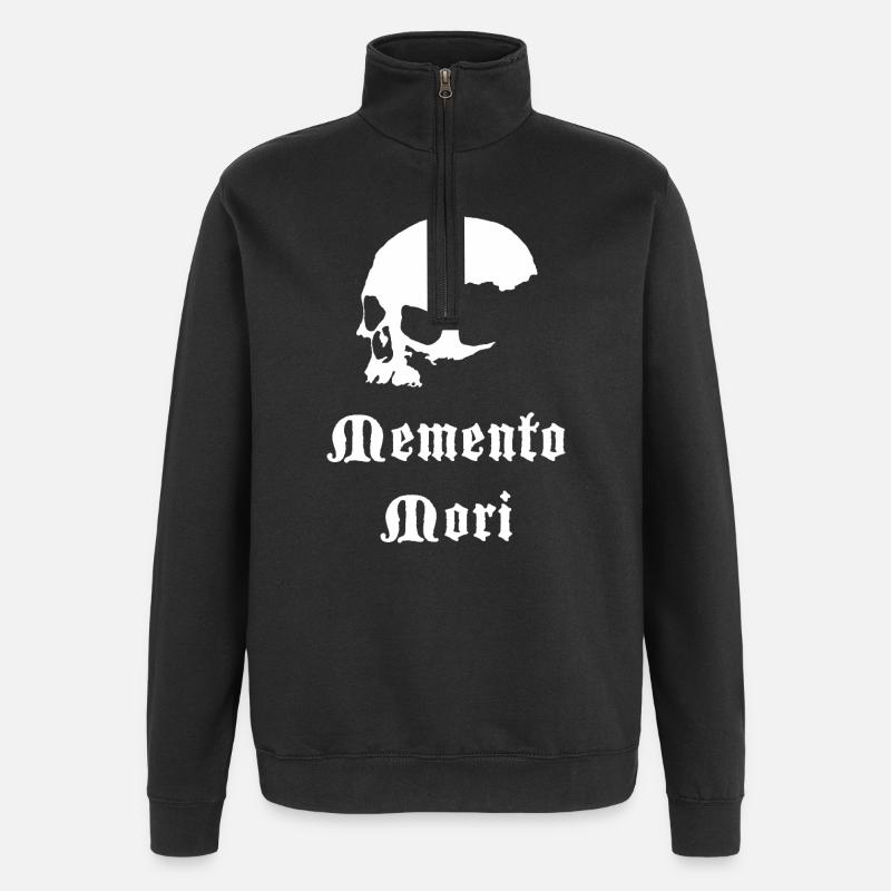 Schädel Memento Mori Gothic Druck - Quarter-Zip-Sweatshirt - Schwarz