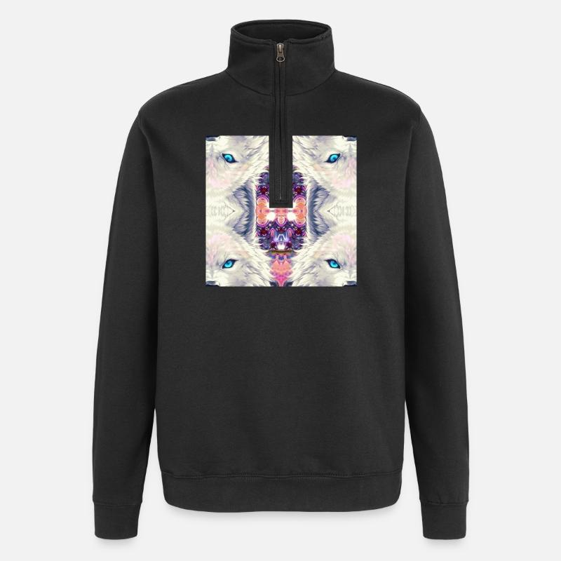 Polarwölfe Kaleidoskop - Quarter-Zip-Sweatshirt - Schwarz
