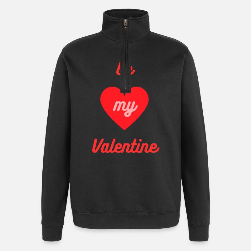 Be my Valentine Herz-Design - Quarter-Zip-Sweatshirt - Schwarz