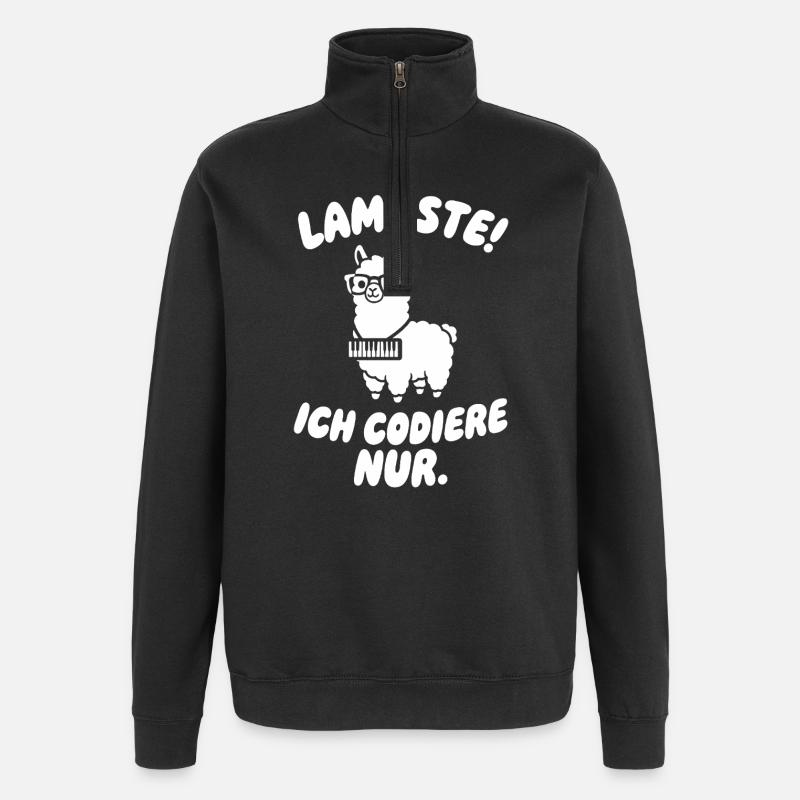 LamaSte: I only code - Quarter-Zip Sweatshirt - black