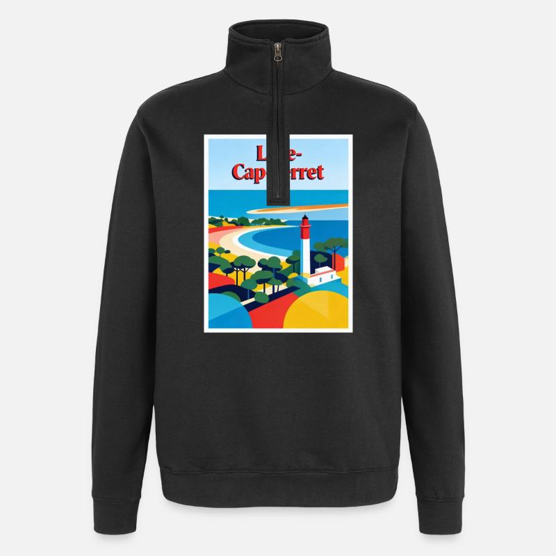 Lège Cap-Ferret Retro-Leuchtturm - Quarter-Zip-Sweatshirt - Schwarz
