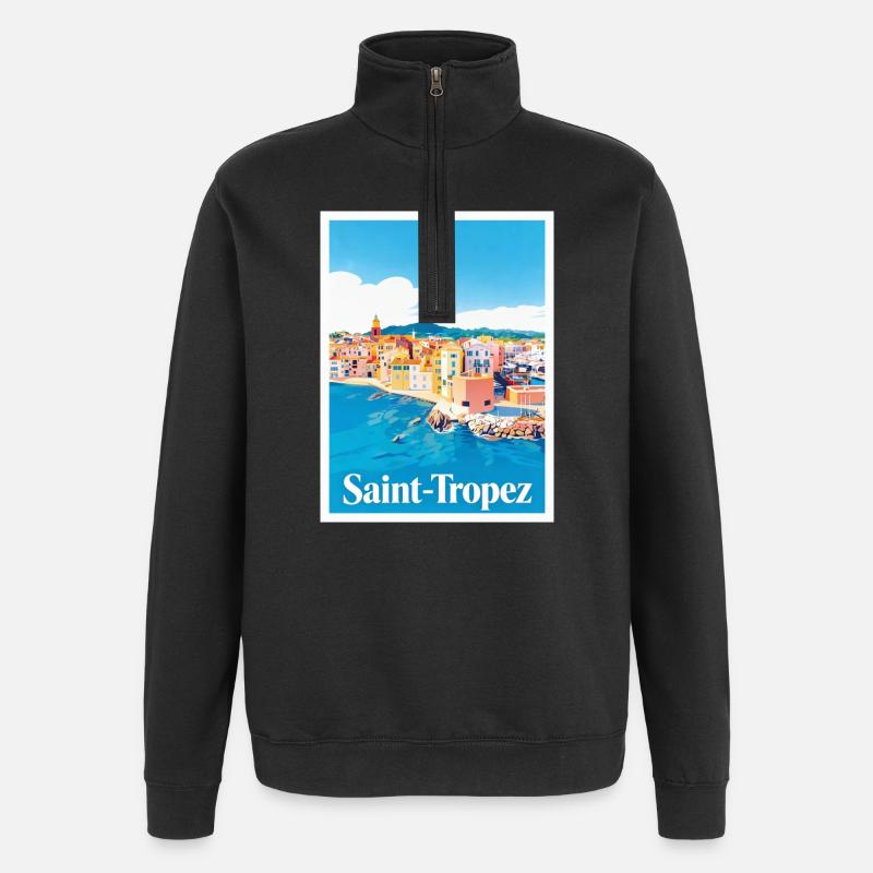 Saint-Tropez Côte d'Azur - Sweat à zip 1/4 - noir