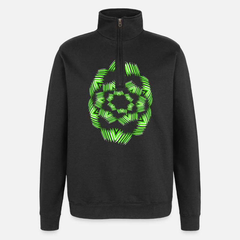 Neon Mandala Fan Pattern - Quarter-Zip Sweatshirt - black