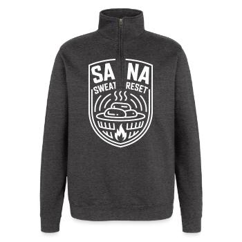 Transpiration du sauna réinitialisant bien-être Transpiration - Sweat à zip 1/4 - charbon - Devant - AI Model Female 172 light (172cm) & AI Model Male 178 dark (178cm)