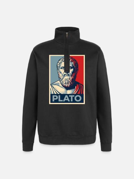 Platon-Porträt im Retro-Design - Quarter-Zip-Sweatshirt - Schwarz