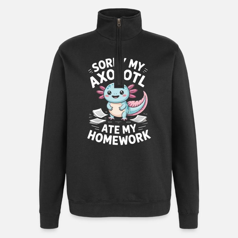 Axolotl a mangé mes devoirs - Sweat à zip 1/4 - noir