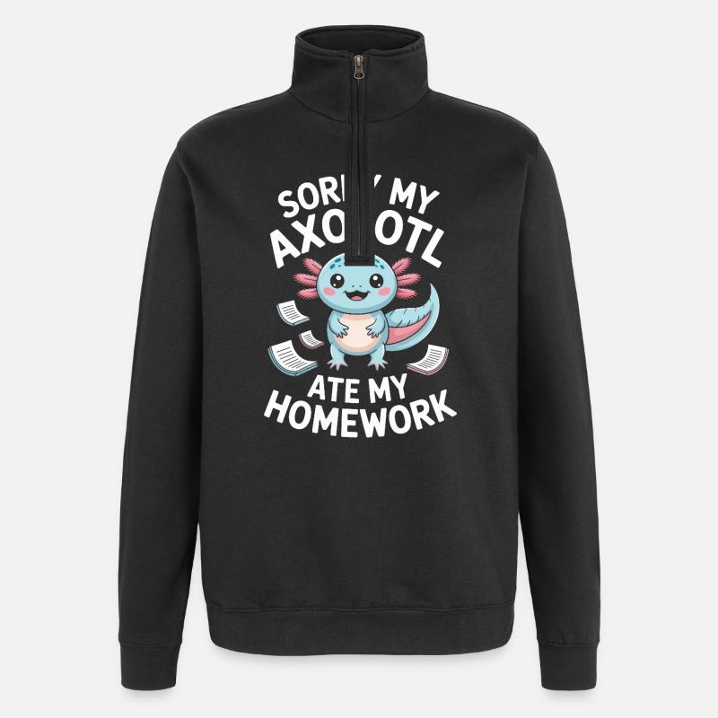 Apologie des devoirs de l’Axolotl - Sweat à zip 1/4 - noir