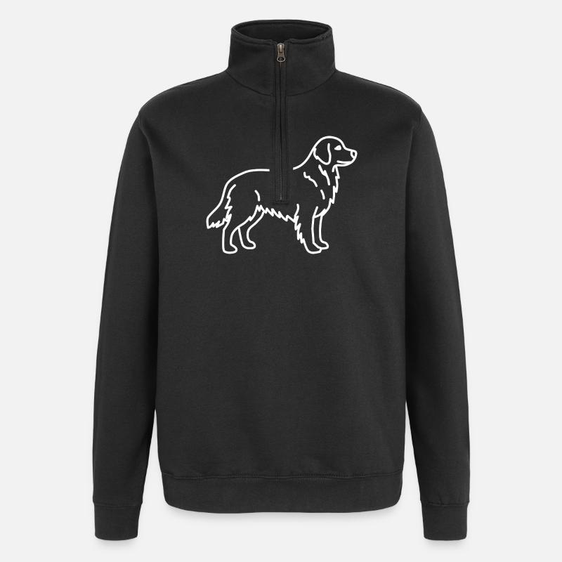 Golden Retriever Blanc - Sweat à zip 1/4 - noir