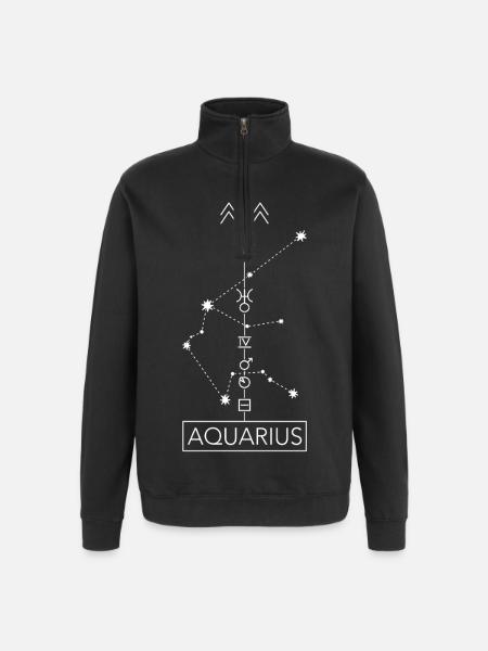 Aquarius - Wassermann Sternzeichen - weiss - Quarter-Zip-Sweatshirt - Schwarz