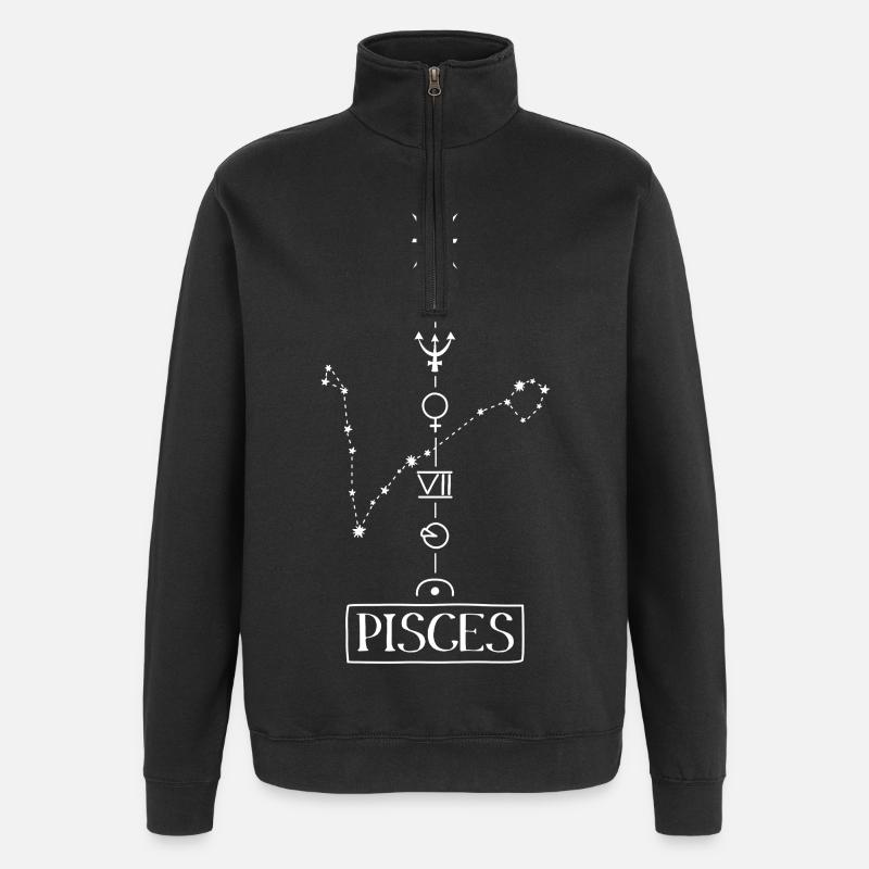 Pisces - Pisces Zodiac - white - Quarter-Zip Sweatshirt - black