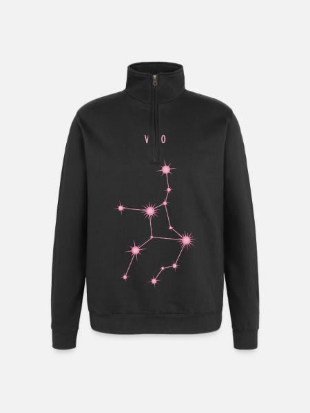 Jungfrau Sternzeichen Sternbild Pastellrosa - Quarter-Zip-Sweatshirt - Schwarz