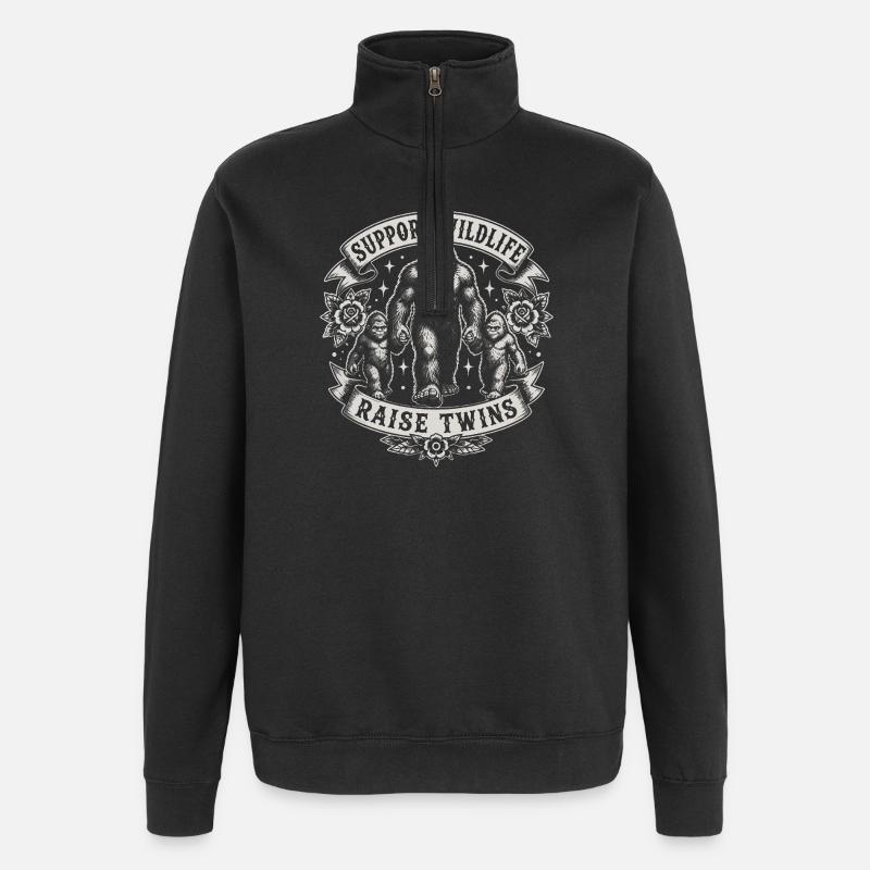 Support Wildlife: Raise Twins - Quarter-Zip Sweatshirt - black