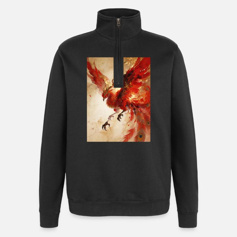 The Phoenix Rises: Celestial Radiance - Quarter-Zip Sweatshirt - black