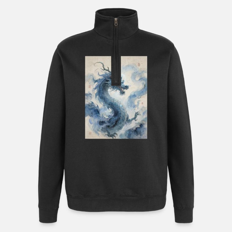 Die himmlische Apotheose: Blauer Drache – Unendlichkeit - Quarter-Zip-Sweatshirt - Schwarz