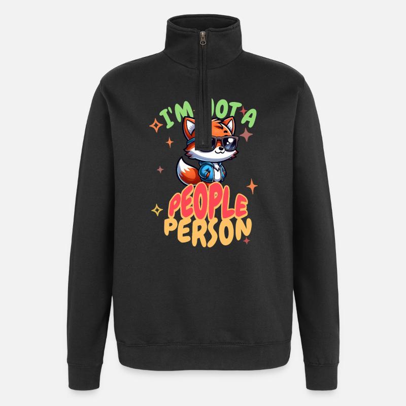 Introvert People - Quarter-Zip-Sweatshirt - Schwarz