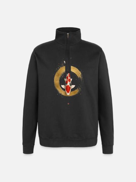 Elegant Koi – Japanese Zen Design - Quarter-Zip Sweatshirt - black