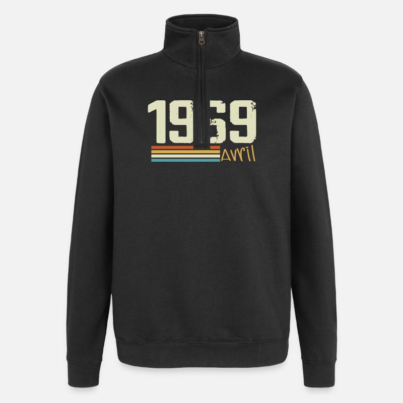 Né en avril 1969 - Sweat à zip 1/4 - noir
