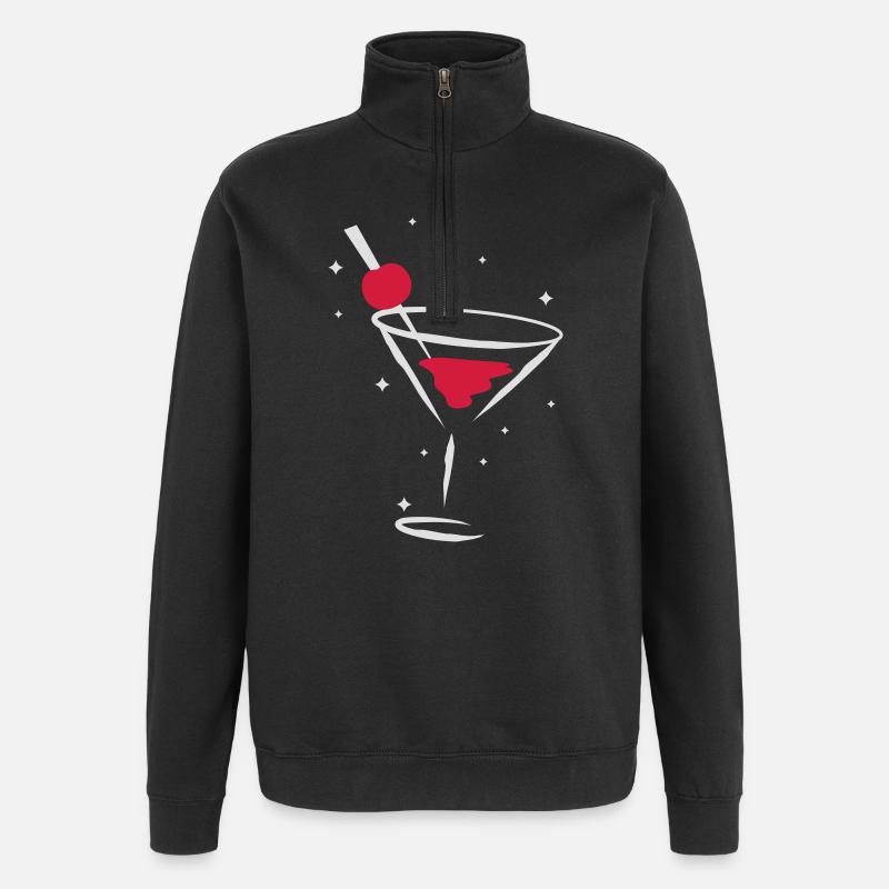 Un verre à cocktail - Sweat à zip 1/4 - noir