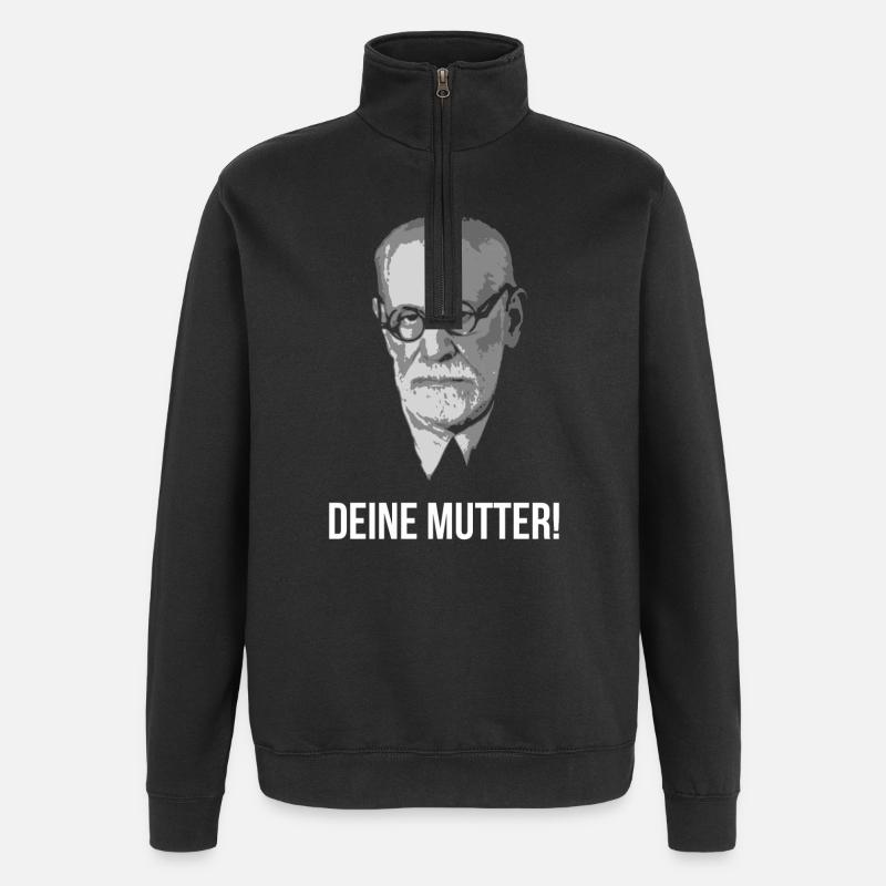 Sigmund Freud Deine Mutter Spruch - Quarter-Zip-Sweatshirt - Schwarz